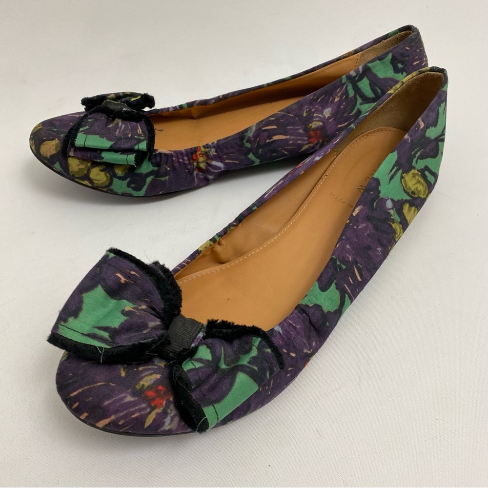 J Crew Floral Print Ballet Flats Shoes Italy Size 8.5 Womens Shoes